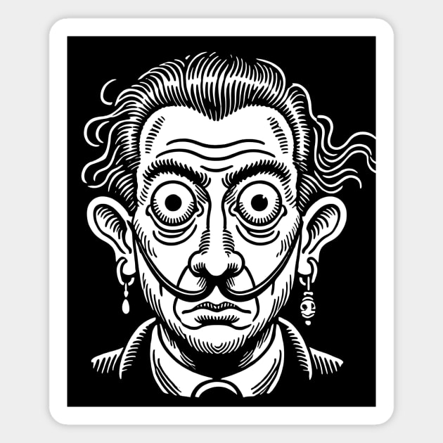 Salvador Dali cartoon portrait Magnet by CreativeSage